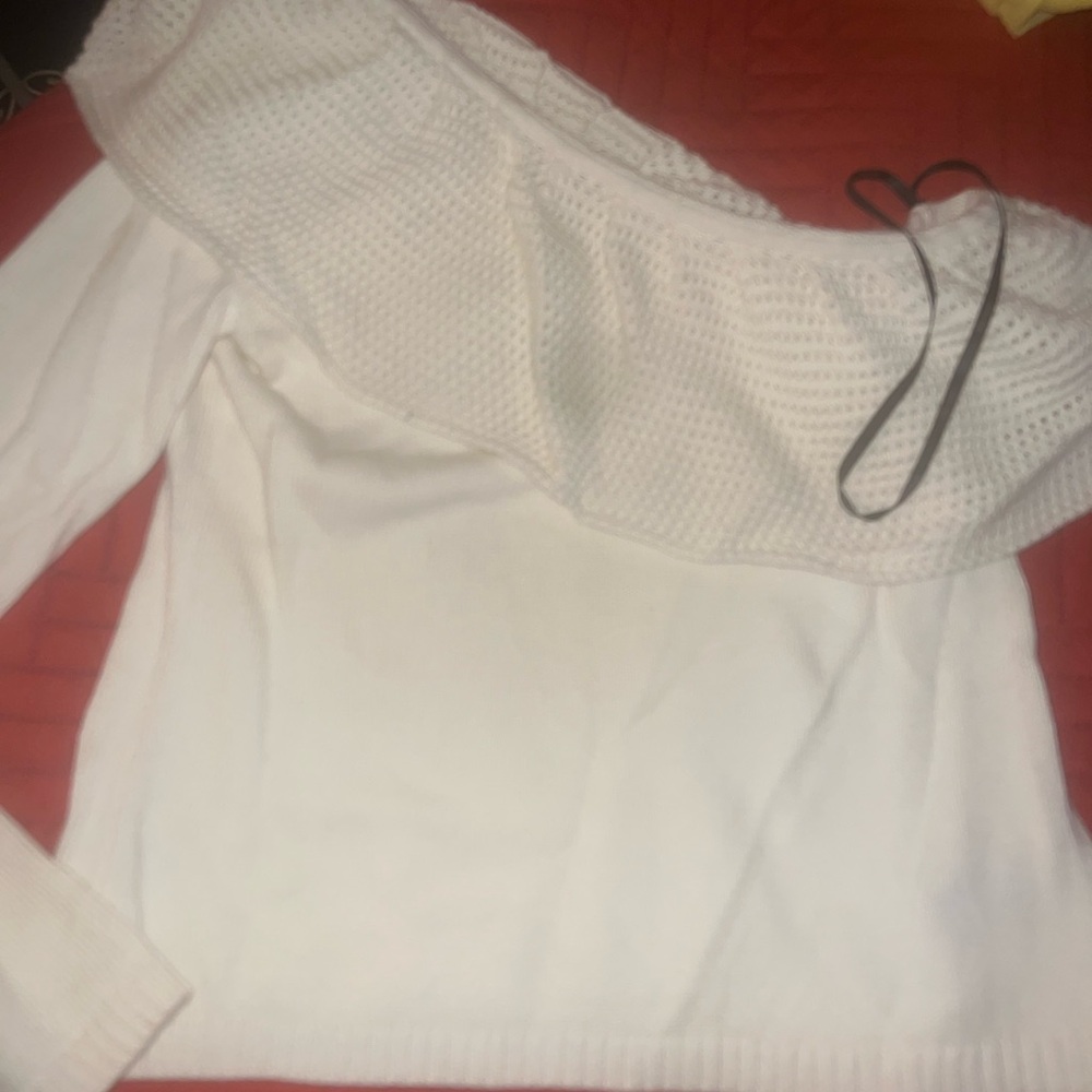 Elegant Off-Shoulder White Sweater
